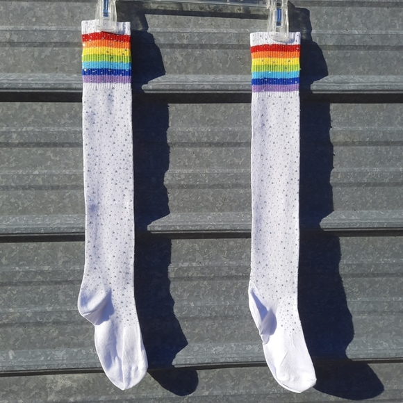 Rainbow Rhinestone Thigh High socks - Picture 12 of 17